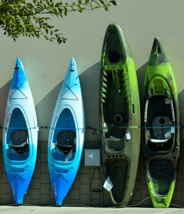 Kayaks lined up