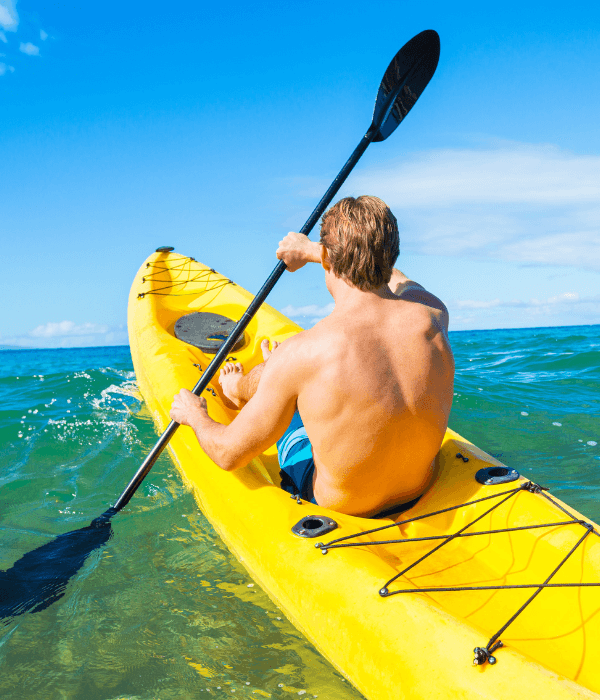 man kayaking