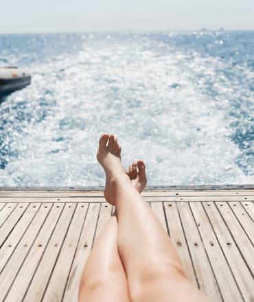 Lounging on a boat