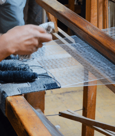 Close up of weaving textiles
