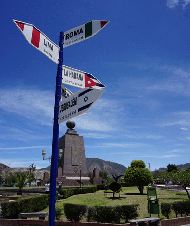 Signs at Mitad del Mundo, Ecuador